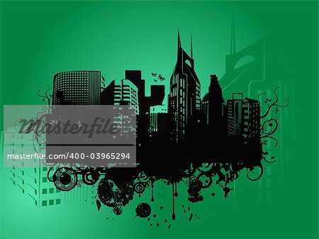 vector illustration of urban  city on green background