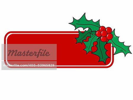 Christmas vector holly ornament with a space for text message.