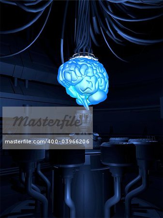 3d rendered illustration of a reactor a big brain