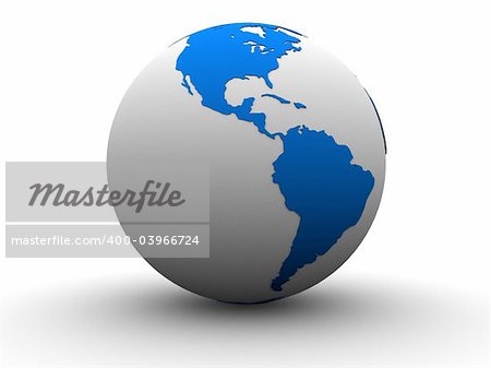 3d rendered illustration of a blue and white globe