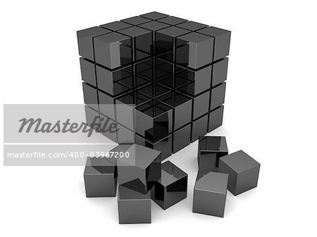 3d rendered illustration of many little black cubes