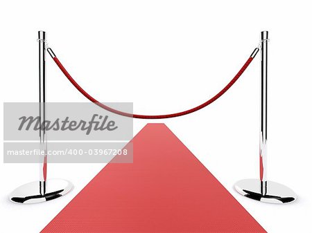 3d rendered illustration of a red carpet and barrier