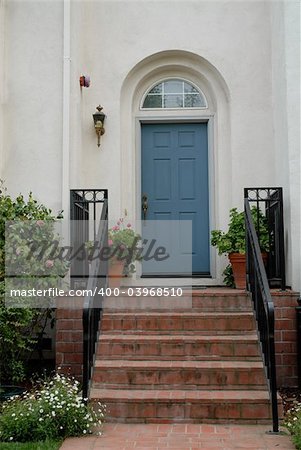 Townhouse steps and door, Mountain View, California