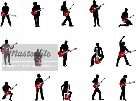 rock guitar players silhouettes