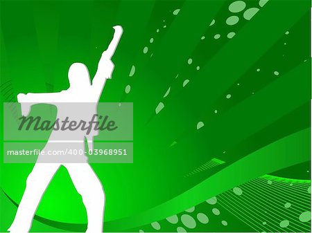 Vector sexy silhouette female dancing composition in green, illustration