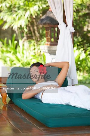 20-25 years woman portrait during yoga at exotic surrounding, bali indonesia.