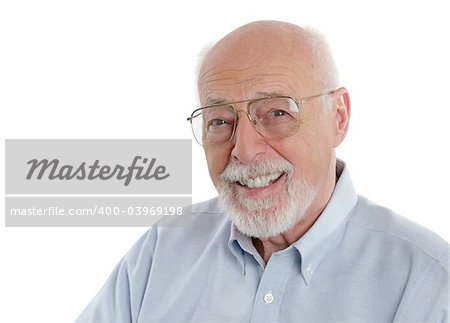 A kind wise grandfather isolated on white.