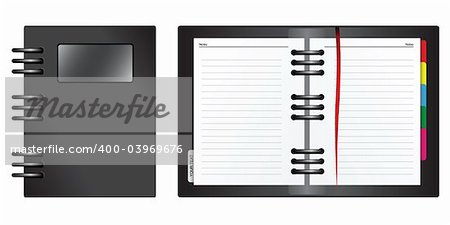 An organizer. Cover and inside view. (vector)
