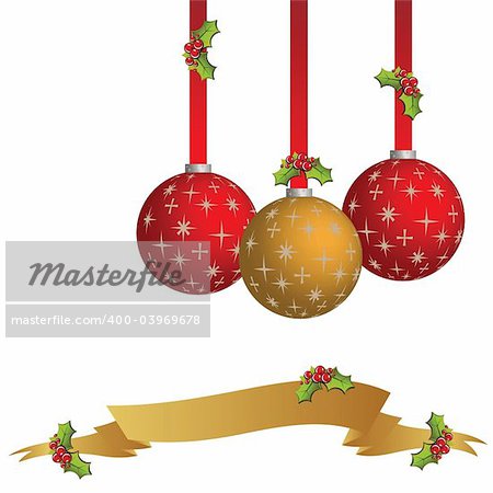 Christmas ornaments on white background. Illustration (Vector available)