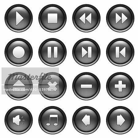 round web shiny buttons with multimedia icons