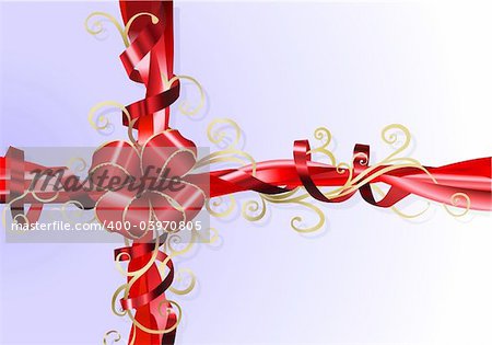 An Illustration of an abstract stylised gift ribbon and bow background.