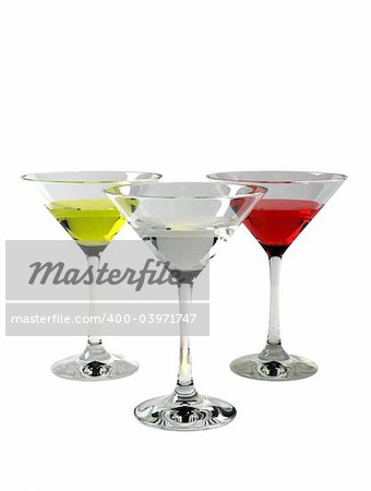 Martini glasses with clipping path isolated on white background