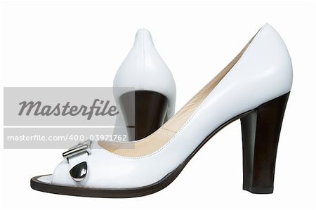 White female shoes on a white background