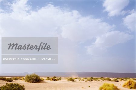 desert landscape in the desert Sahara. Morocco. beautiful cloudy sky.