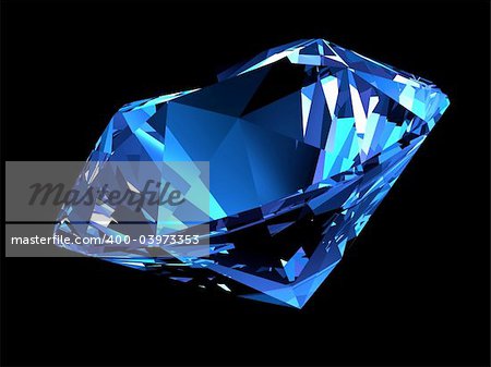 3d rendered illustration of a blue shiny diamond