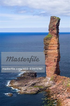 The Old Man of Hoy, rising 137 metres from the waters off Hoy, Orkney