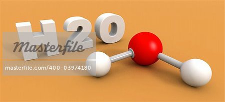 a 3d render of a water molecule