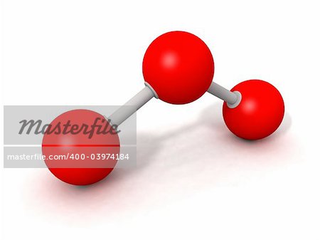 a 3d render of an ozone molecule