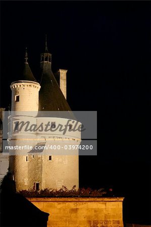 Chenonceau Castle, built at the bridge over Cher river Chenonceau Castle, built at the bridge over Cher river