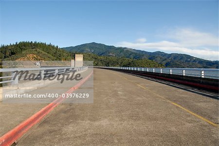 Road across Shasta Dam, Shasta Lake, California