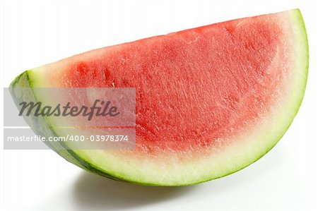 Slice of fresh watermelon on white background