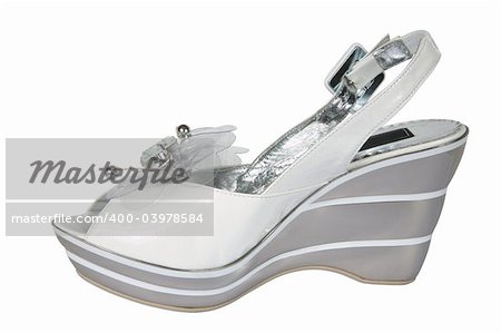 White shoes with an ornament on a white background
