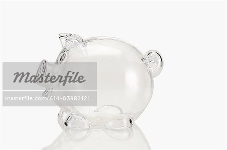 Leere transparente Sparschwein