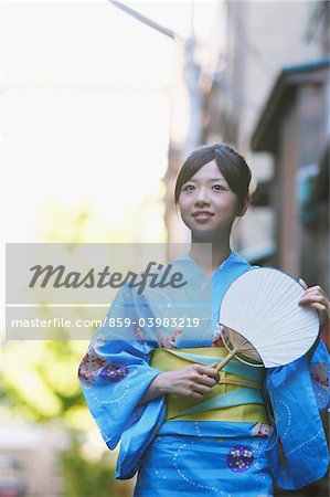 Young Japanese Woman Wearing Yukata