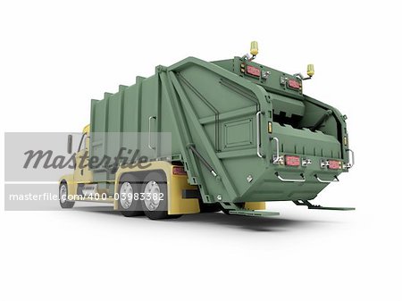 isolated trash dump car on white background