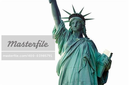 Statue of Liberty with a white background.