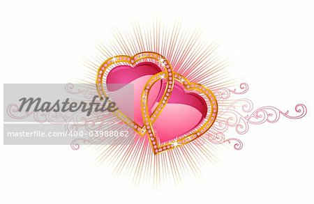 Two  love hearts /  valentine and wedding /  vector