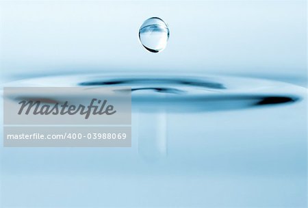 isolated water drop with rippling water