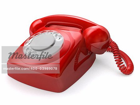 3d rendered illustration of a red retro telephone