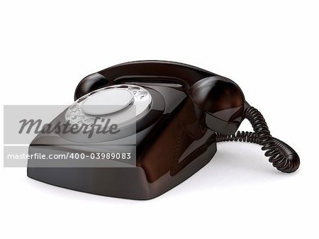 3d rendered illustration of a black retro telephone