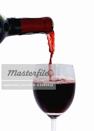 a glass of  red wine isolated on white