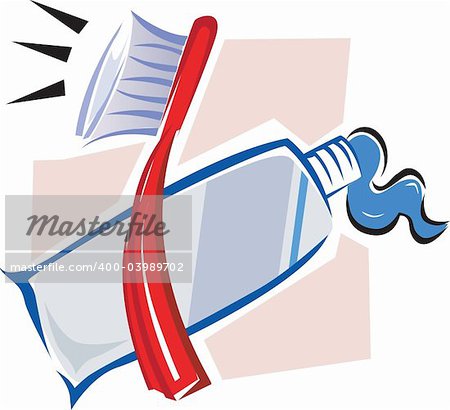 Illustration of tooth paste and tooth brush
