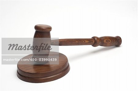 judge's gavel,close up over white