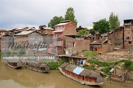 A small community in Srinagar, Kashmir (India) on a hot muggy summer day.