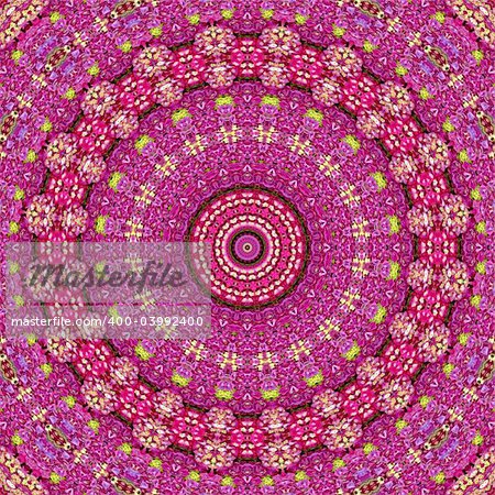 Kaleidoscope created from a photograph of pink hydrangeas