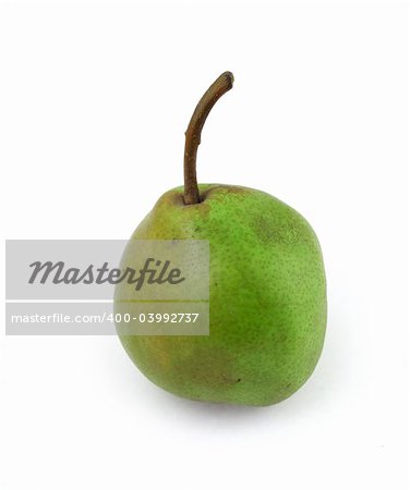 single pear on white background, small shadow in front