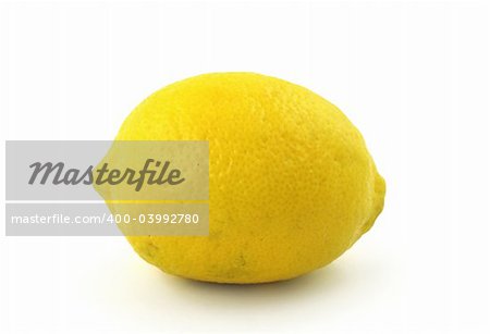 lemon fruit on white, small shadow in front of object