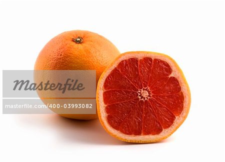 red grapefruit on white background