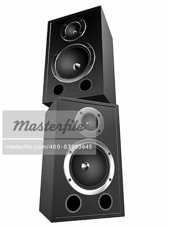 3d rendered illustration of two big black speaker