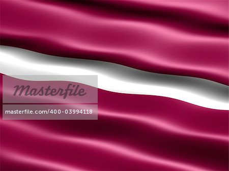 Computer generated illustration of the flag of Latvia with silky appearance and waves
