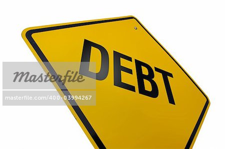 Debt Road Sign Isolated on a White Background.