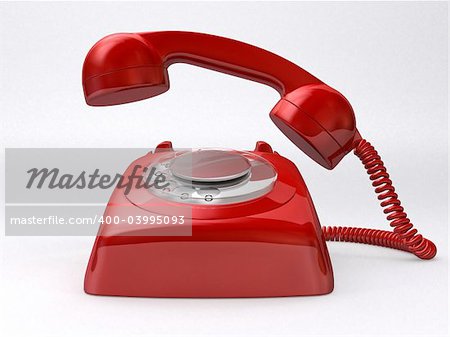 3d rendered illustration of a red retro telephone