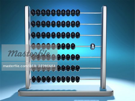 Conceptual abacus on blue background