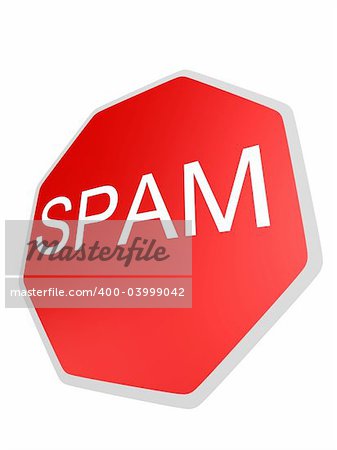 3d rendered illustration o fa red sign warning for spam mails