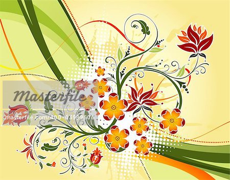 Grunge paint flower background with waves, element for design, vector illustration
