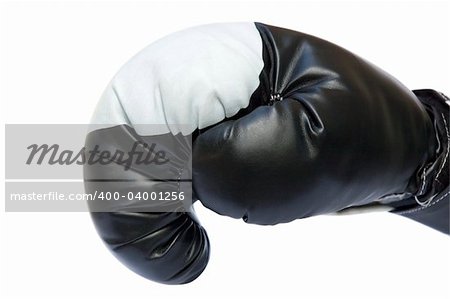 Red boxing glove ready to punch isolated over white